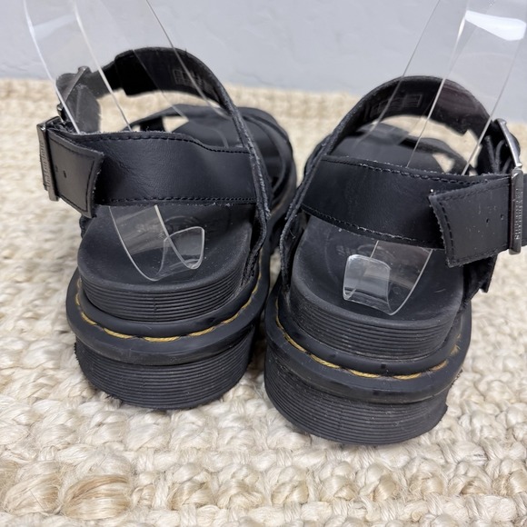Dr. Martens Voss II Black Hydro Leather Platform Sandals EVA Sole US 9 - Picture 5 of 7